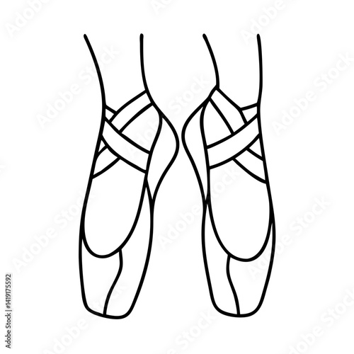 ballerina pointe shoes icon, ballerina pointe shoes line art - simple line art of ballerina pointe shoes, perfect for ballerina pointe shoes logos and icons
