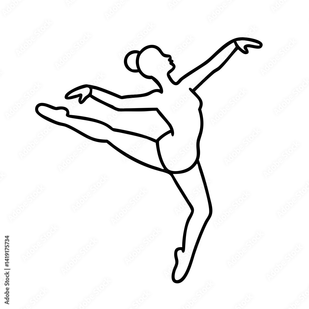 ballet dancer silhouette icon, ballet dancer silhouette line art - simple line art of ballet dancer silhouette, perfect for ballet dancer silhouette logos and icons ballet dancer silhouette icon, ballet dancer silhouette line art - simple line art of ballet dancer silhouette, perfect for ballet dancer silhouette logos and icons