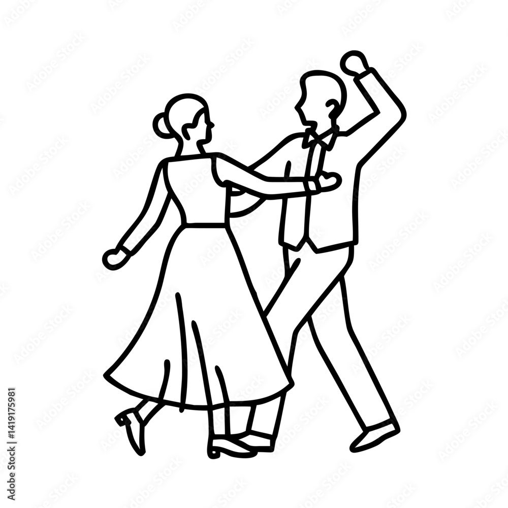 ballroom dancers icon, ballroom dancers line art - simple line art of ballroom dancers, perfect for ballroom dancers logos and icons ballroom dancers icon, ballroom dancers line art - simple line art of ballroom dancers, perfect for ballroom dancers logos and icons