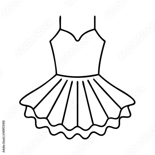 ballet tutu icon, ballet tutu line art - simple line art of ballet tutu, perfect for ballet tutu logos and icons