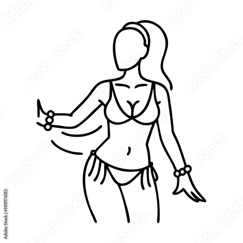 belly dancer silhouette icon, belly dancer silhouette line art - simple line art of belly dancer silhouette, perfect for belly dancer silhouette logos and icons
