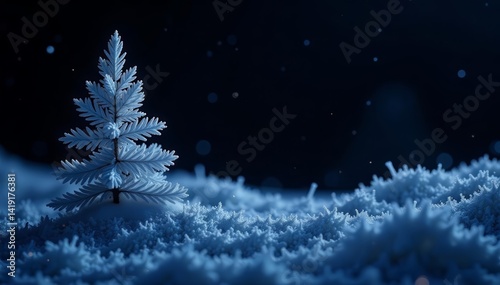 Elegant frostwork design against black background, ice, crystals