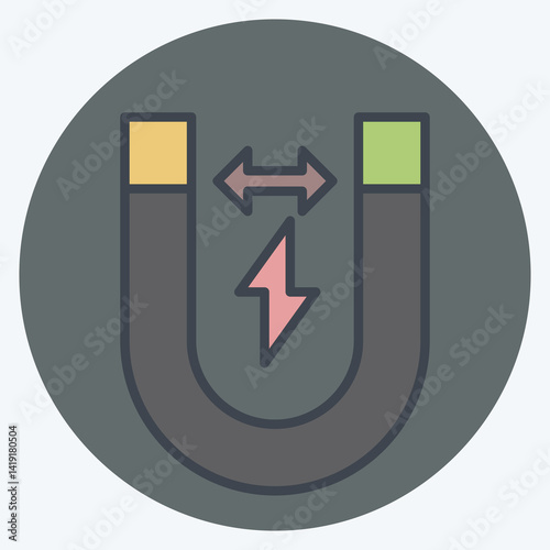 Icon Magnetism. related to Bioengineering symbol. color mate style