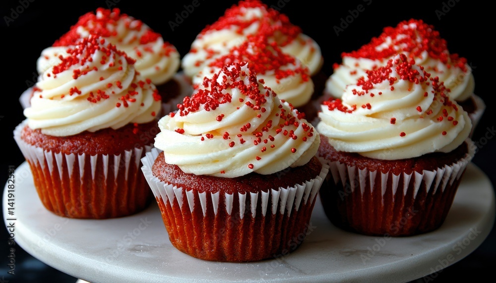 Red velvet cupcakes with white frosting Red velvet cupcakes with white frosting