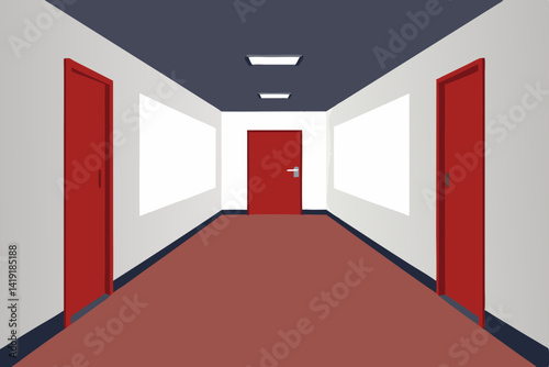 corridor with red carpet and light