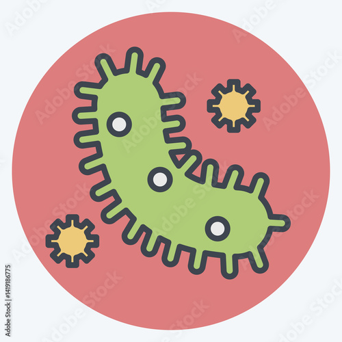 Icon Bacteria And Virus. related to Bioengineering symbol. color mate style