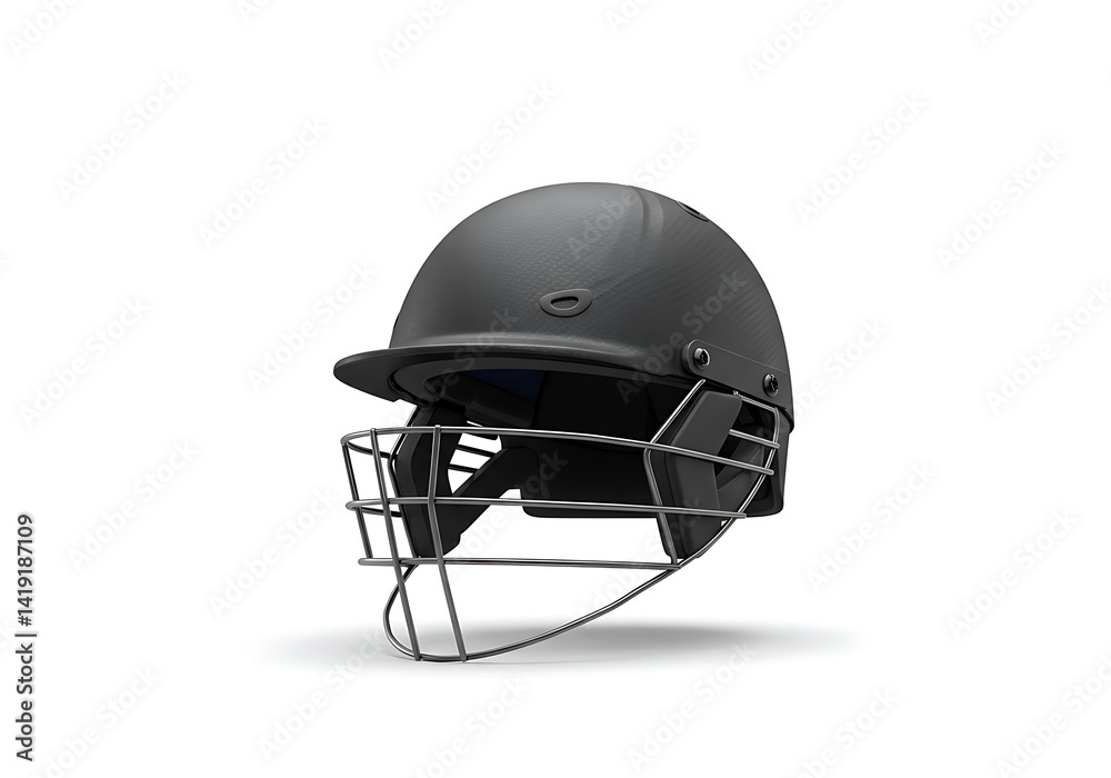 Fototapeta premium Premium Black Cricket Helmet: High-Quality Safety Gear for Cricket Players