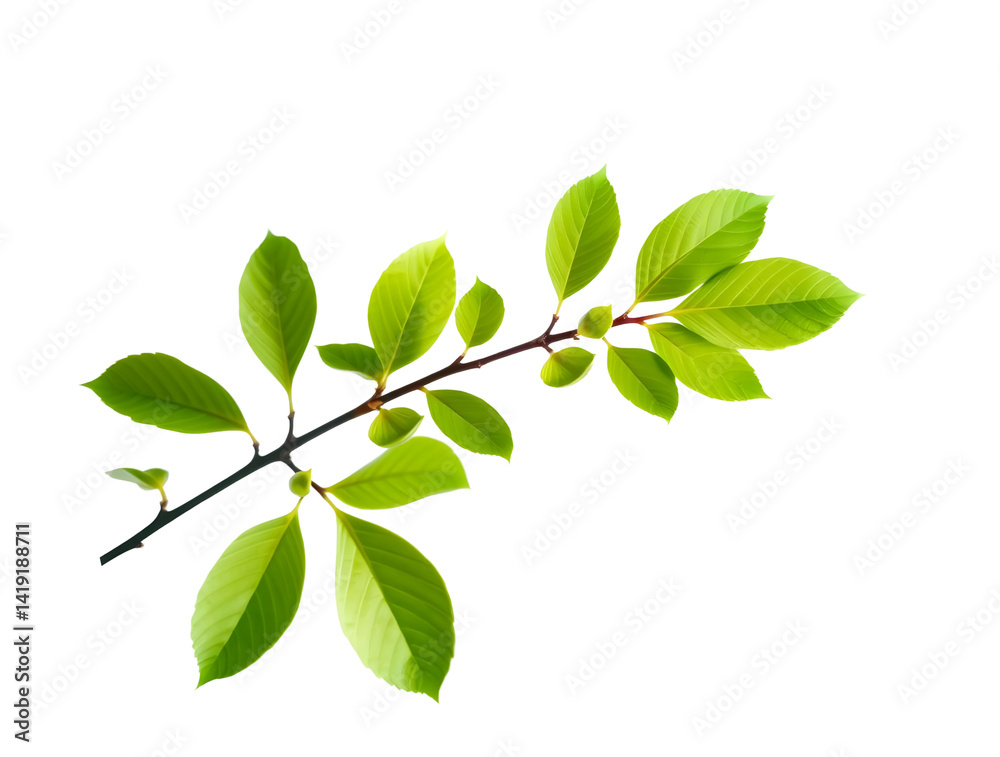 Obraz premium A tree branch with green leaves, lush branch 