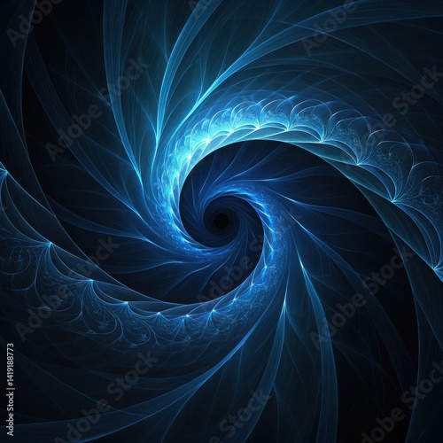 Blue Fractal Spiral with Radiant Light Energy Pattern