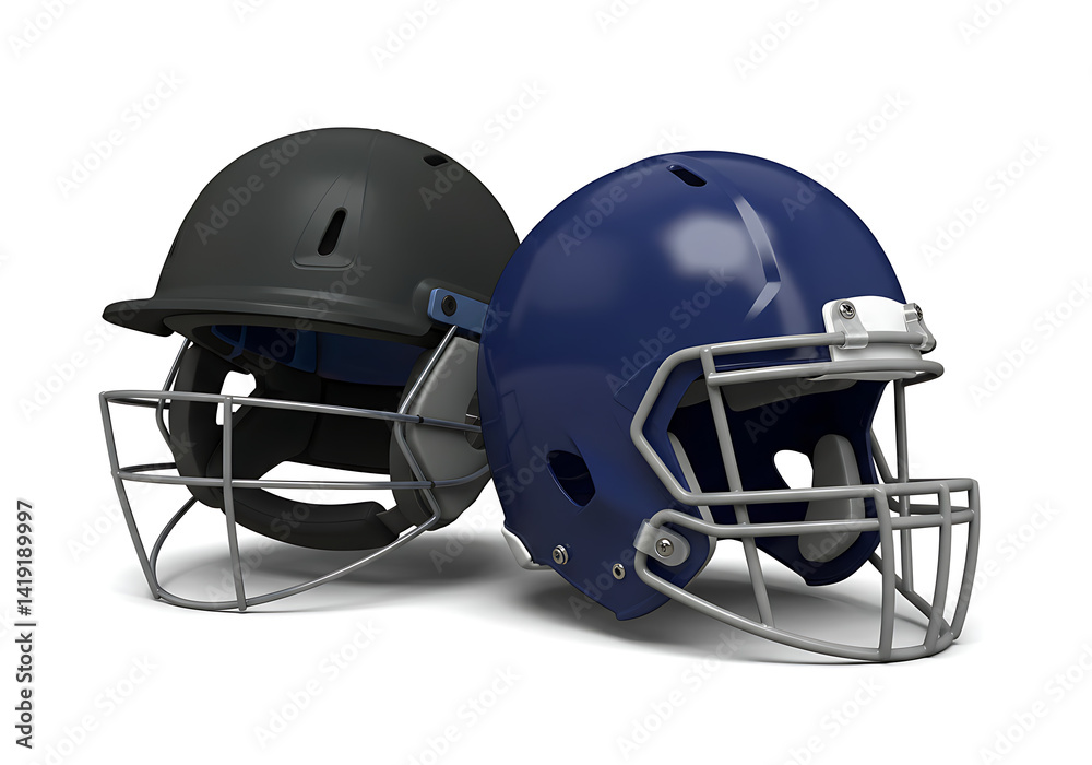 Naklejka premium High-Quality Football Helmets: Black and Blue Sports Equipment Images