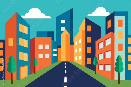 vector illustration of city street