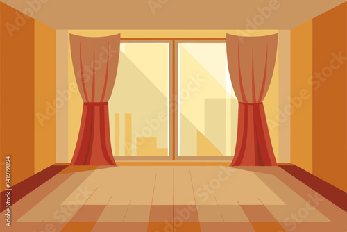 room with curtains