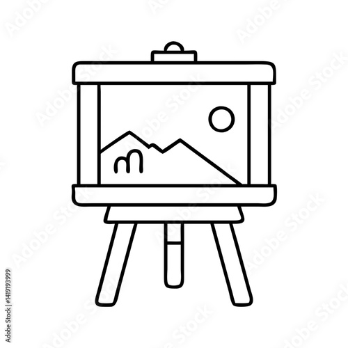 children s art easel icon, children s art easel line art - simple line art of children s art easel, perfect for children s art easel logos and icons