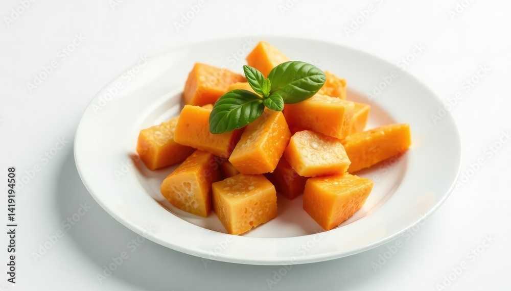 Empty plate with untouched food, white background, holistic health, food