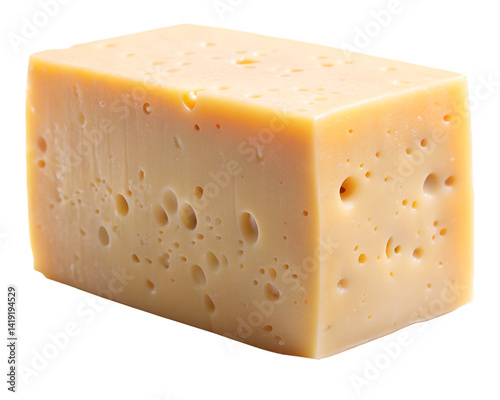 Block of pale yellow cheese dairy product