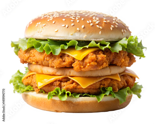 Double chicken burger fast food treat