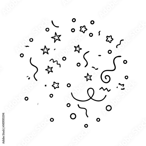 colorful confetti icon, colorful confetti line art - simple line art of colorful confetti, perfect for colorful confetti logos and icons