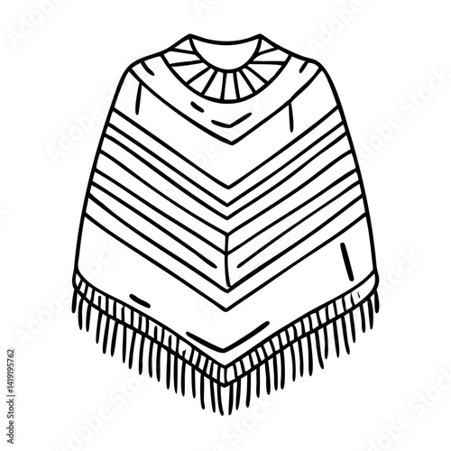 colorful poncho icon, colorful poncho line art - simple line art of colorful poncho, perfect for colorful poncho logos and icons