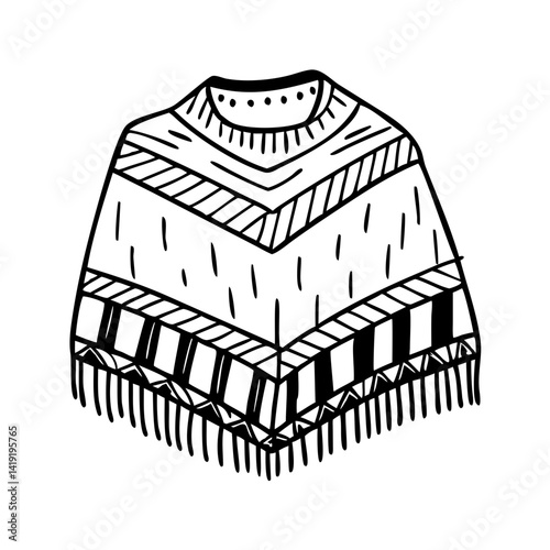 colorful poncho icon, colorful poncho line art - simple line art of colorful poncho, perfect for colorful poncho logos and icons