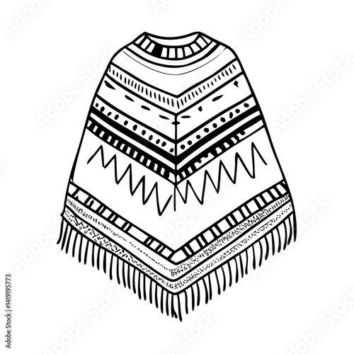 colorful poncho icon, colorful poncho line art - simple line art of colorful poncho, perfect for colorful poncho logos and icons