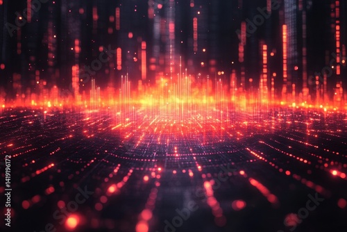 Vibrant digital abstraction with glowing lines and particles in a cosmic space setting