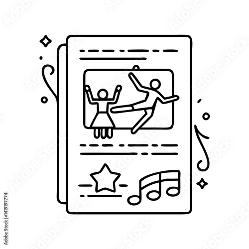 dance recital program icon, dance recital program line art - simple line art of dance recital program, perfect for dance recital program logos and icons
