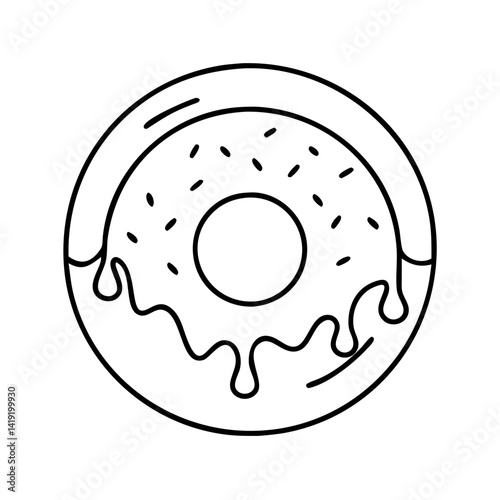 doughnut with caramel drizzle icon, doughnut with caramel drizzle line art - simple line art of doughnut with caramel drizzle, perfect for doughnut with caramel drizzle logos and icons