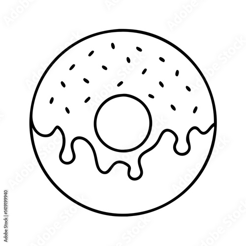 doughnut with caramel drizzle icon, doughnut with caramel drizzle line art - simple line art of doughnut with caramel drizzle, perfect for doughnut with caramel drizzle logos and icons