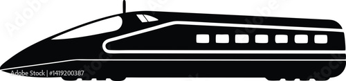 High speed train silhouette,Bullet train flat vector illustration