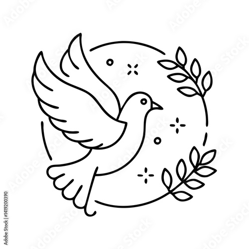 dove of peace icon, dove of peace line art - simple line art of dove of peace, perfect for dove of peace logos and icons