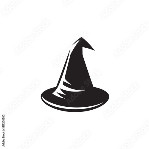 Pointed Wizard Hat Vector - Clean Silhouette for Spellbook or Merchandise