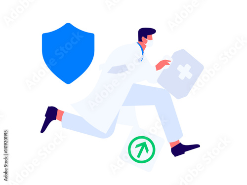 Medical characters fighting the epidemic flat vector concept operation hand drawn illustration

