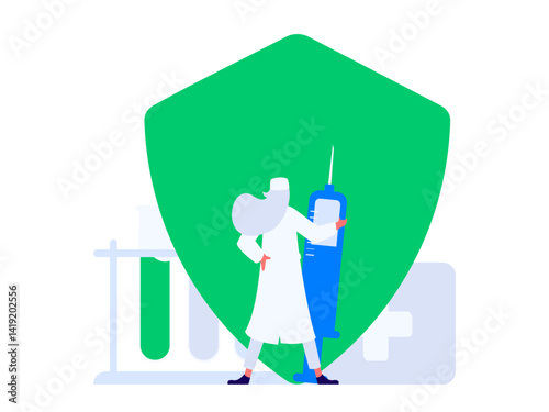 Medical characters fighting the epidemic flat vector concept operation hand drawn illustration
