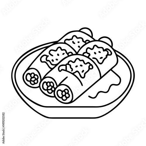 enchiladas icon, enchiladas line art - simple line art of enchiladas, perfect for enchiladas logos and icons