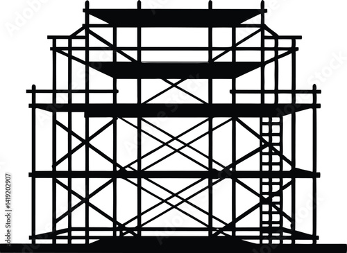 Scaffolding  black  silhouette,construction vector illustration
