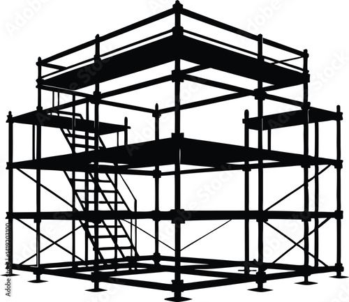 Scaffolding  black  silhouette,construction vector illustration