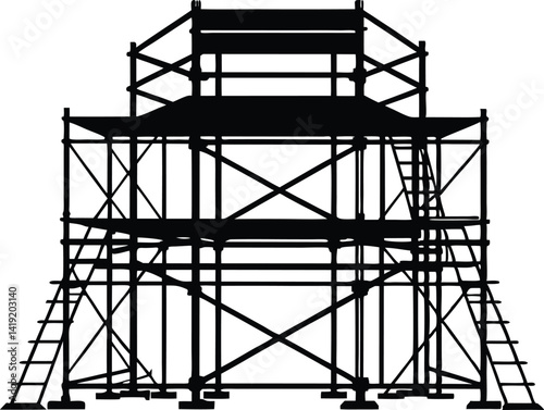 Scaffolding  black  silhouette,construction vector illustration