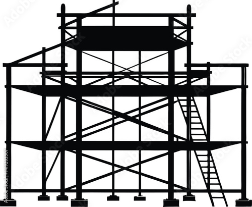 Scaffolding  black  silhouette,construction vector illustration
