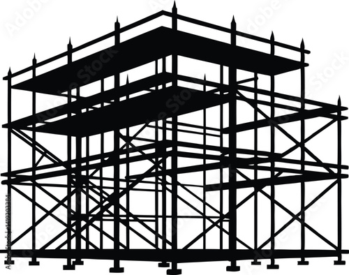 Scaffolding  black  silhouette,construction vector illustration
