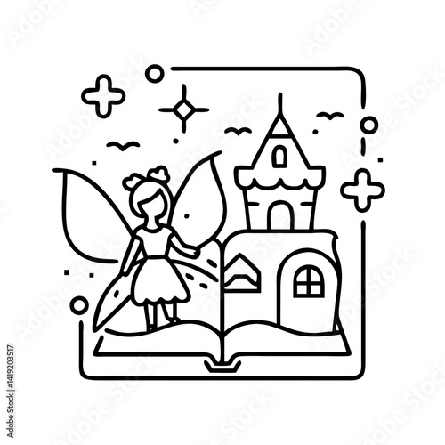 fairy tales icon, fairy tales line art - simple line art of fairy tales, perfect for fairy tales logos and icons