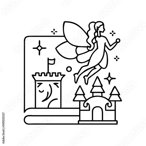 fairy tales icon, fairy tales line art - simple line art of fairy tales, perfect for fairy tales logos and icons