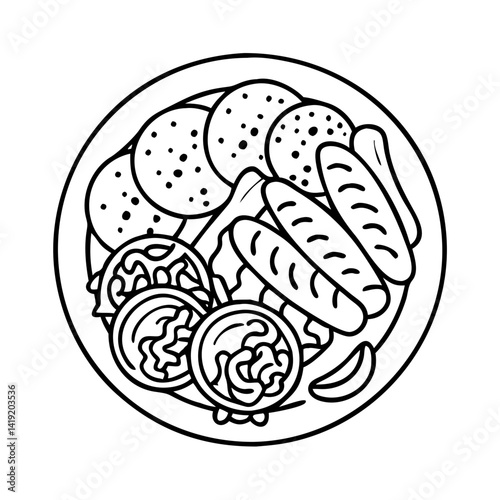 fajitas platter icon, fajitas platter line art - simple line art of fajitas platter, perfect for fajitas platter logos and icons