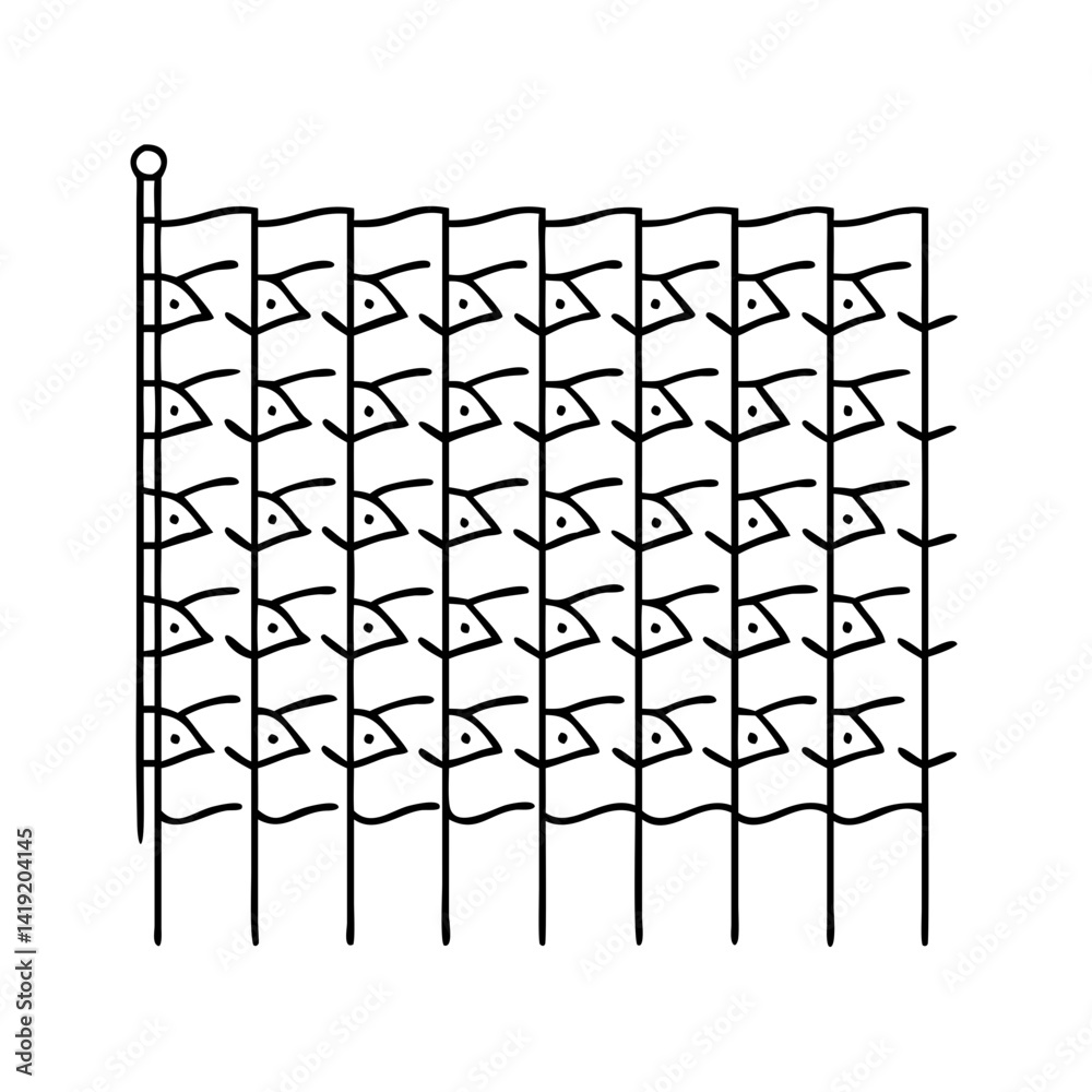 Fototapeta premium field of flags icon, field of flags line art - simple line art of field of flags, perfect for field of flags logos and icons