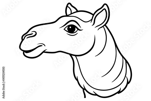 Camel Head Line Art Vector Illustration