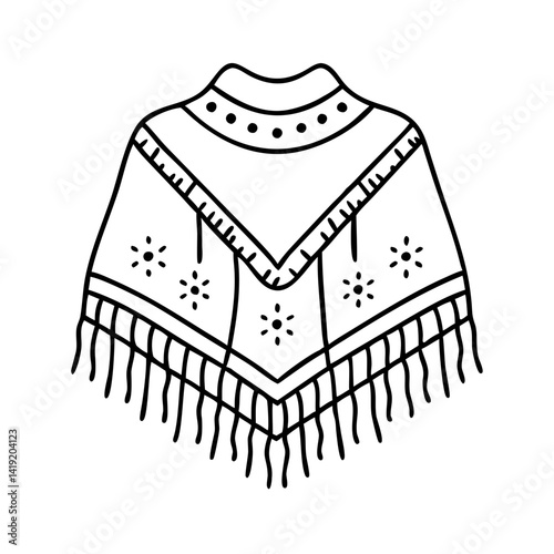 festive poncho icon, festive poncho line art - simple line art of festive poncho, perfect for festive poncho logos and icons