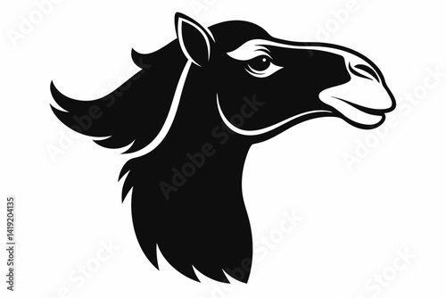 Camel Head Black Silhouette Vector Illustration