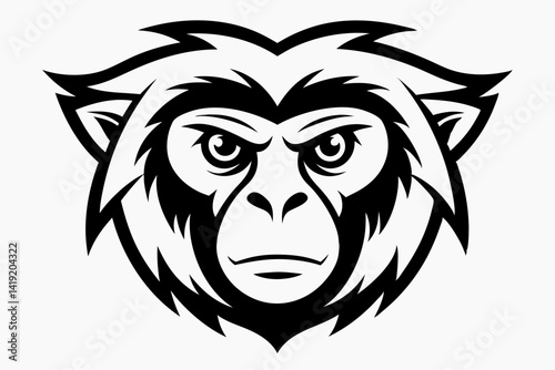 Gibbon Head Outline Vector Illustration