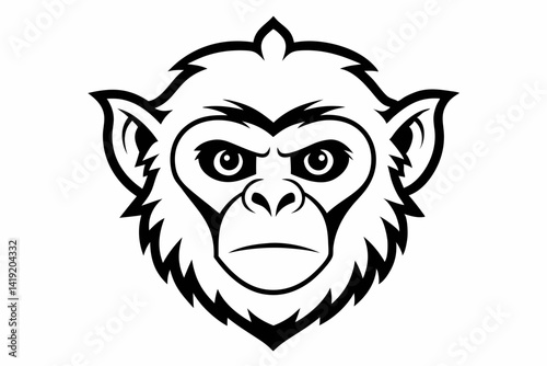Gibbon Head Outline Vector Illustration