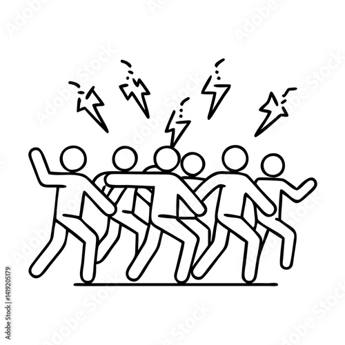 flash mob icon, flash mob line art - simple line art of flash mob, perfect for flash mob logos and icons