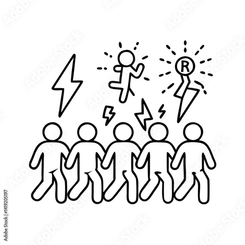 flash mob icon, flash mob line art - simple line art of flash mob, perfect for flash mob logos and icons